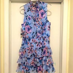 Flowery multicolor ruffled dress XXL party wear dress outdoor dress